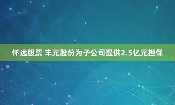 怀远股票 丰元股份为子公司提供2.5亿元担保